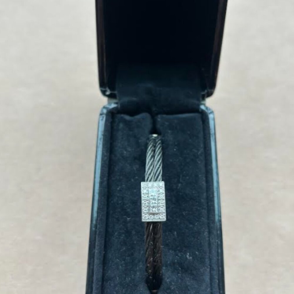 Vintage Charroil Black Cable and Diamond Bracelet - magnetic closure